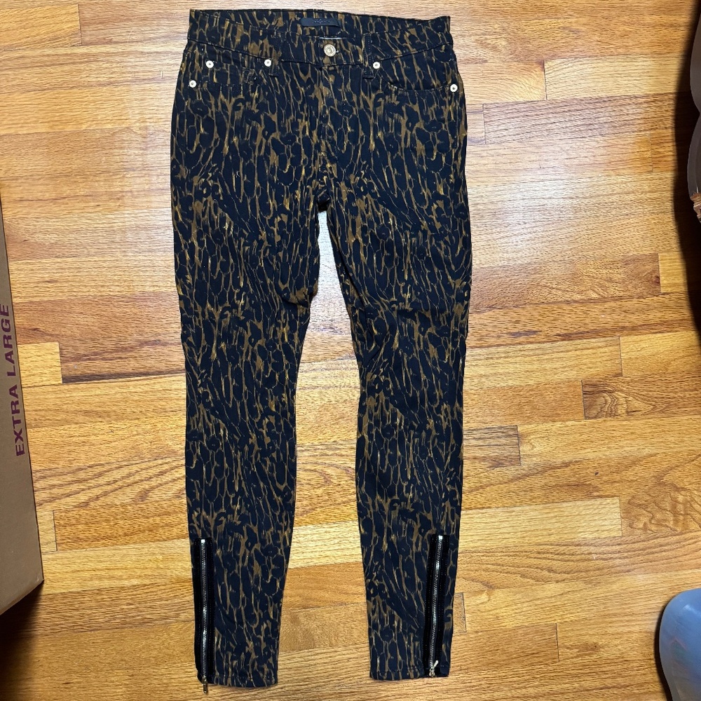7 for All Mankind Leopard Skinny Jeans Sz 28